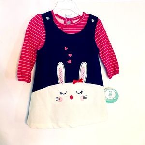 NWT Nanette Baby Easter Bunny Dress Onesie Outfit 12 months